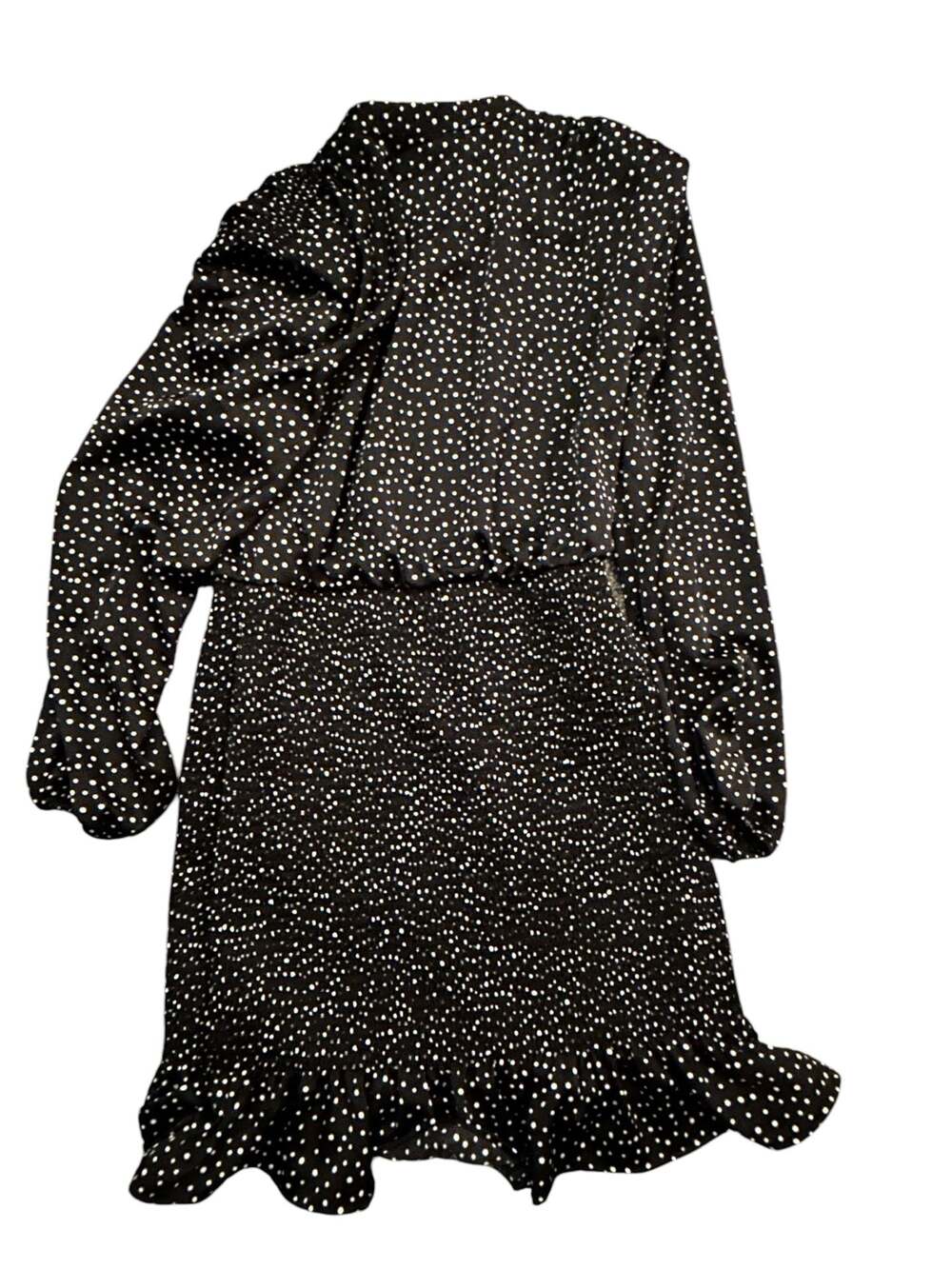 BCBG Polka Dot Long Sleeve Ruffle Hem Dress - Picture 2 of 5